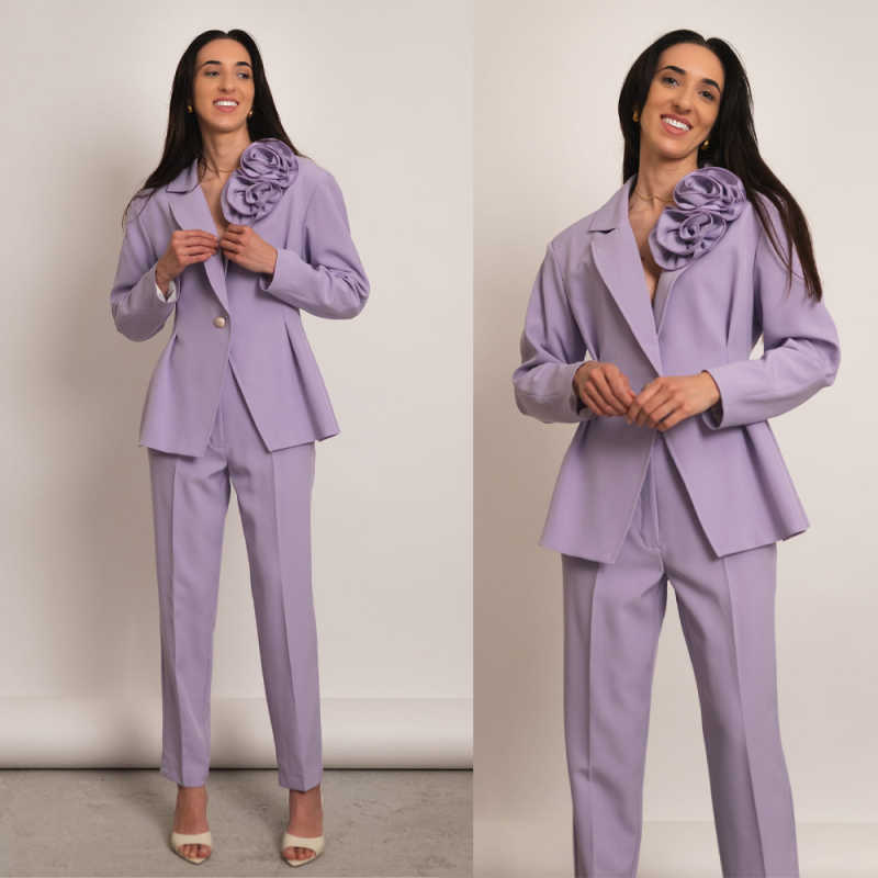 Women Formal Wear For Conference - 화려한 페플럼 여성 정장 세트, 라펠