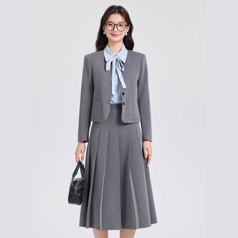 Women Formal Wear Shirt And Pant - 여성용 회색 숏 수트 세트, 전문적인