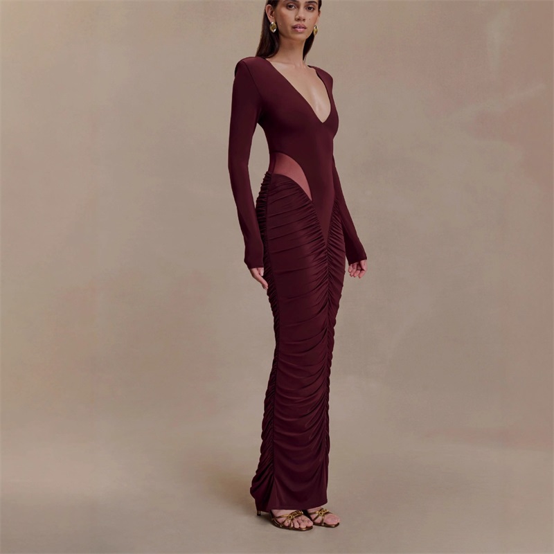 Women Formal Party Wear Dress - 버건디 블랙 여성 댄스 파티 드레스