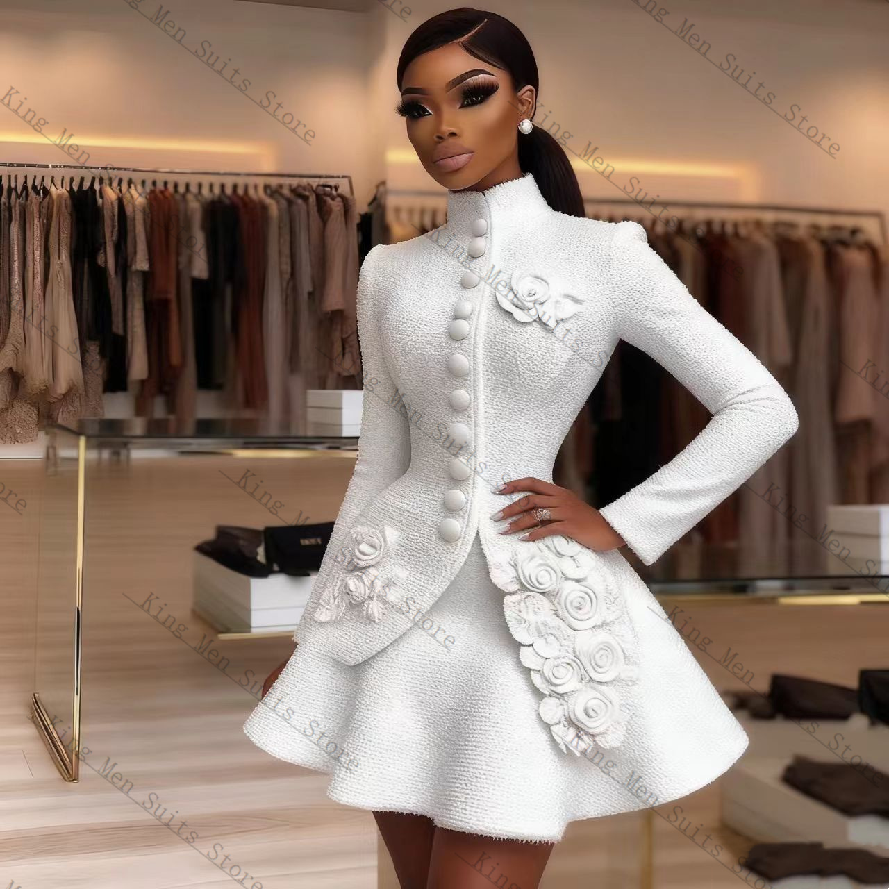 Women'S Formal Wear For A Wedding Guest - 럭셔리 화이트 여성 정장 세트 2피스