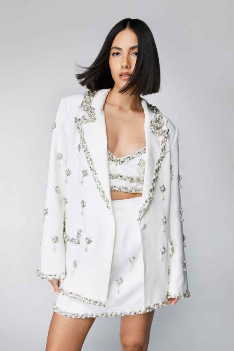 3 조각 반짝 이는 여성 블레이저 세트 맞춤형 크리스탈 - Women'S Formal Wear For A Wedding Guest 리뷰 및 가격