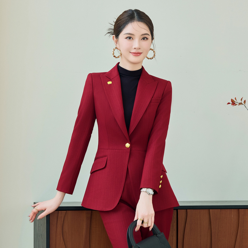 여성용 레드 수트 세트, 가을 및 겨울용 고급 의상,  - Women Formal Wear Shirt And Pant 리뷰 및 가격