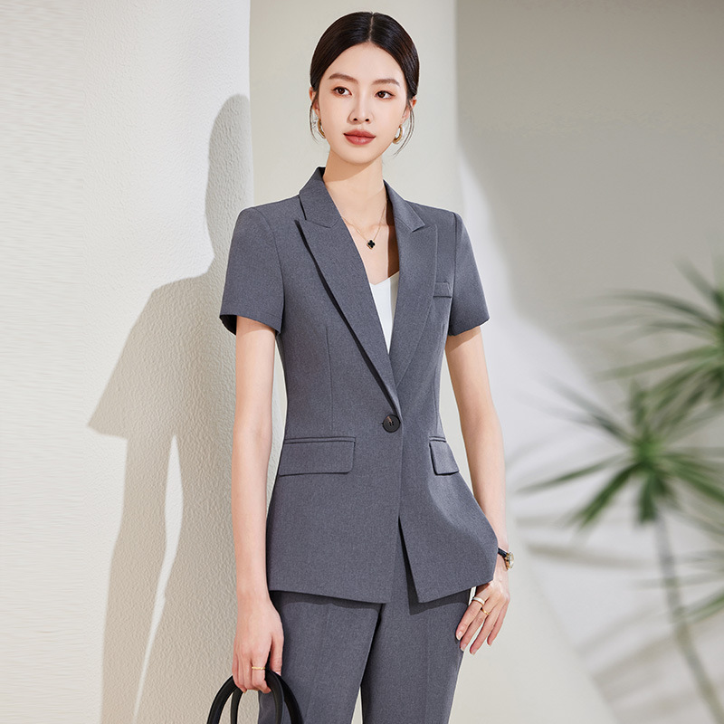 여성용 네이비 블루 반팔 정장 세트, 여름용 얇은 프로 - Women'S Formal Wear Stores 리뷰 및 가격