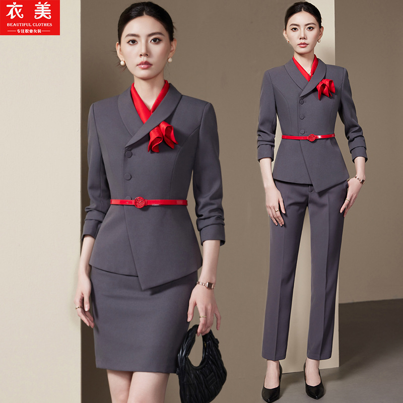 회색 여성 정장 세트2025신상 긴 소매 전문직복 보석 - Women'S Formal Wear Stores 리뷰 및 가격