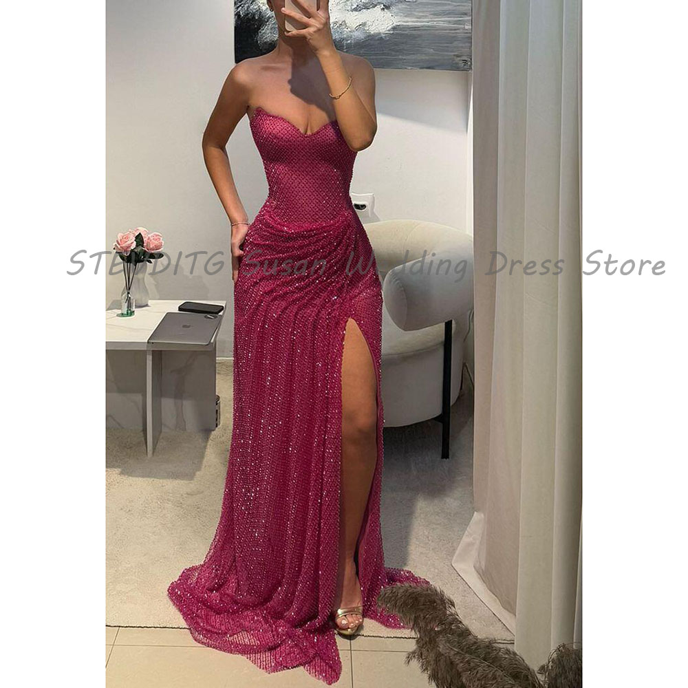 절묘한 이브닝 드레스 여성 벤트 Strapless 민소 - Formal Dress Female 리뷰 및 가격