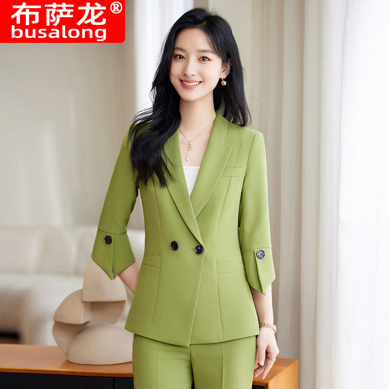 봄 여름 신상 여성용 옐로우 수트 세트, 패셔너블하고  - Women Formal Wear Shirt And Pant 리뷰 및 가격