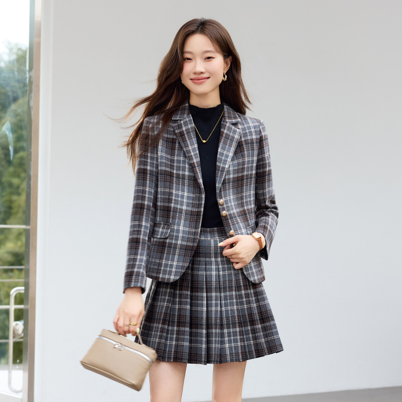 연갈색 체크무늬 정장 신상 체크무늬 정장 여성 캐주얼  - Women Formal Wear Shirt And Pant 리뷰 및 가격