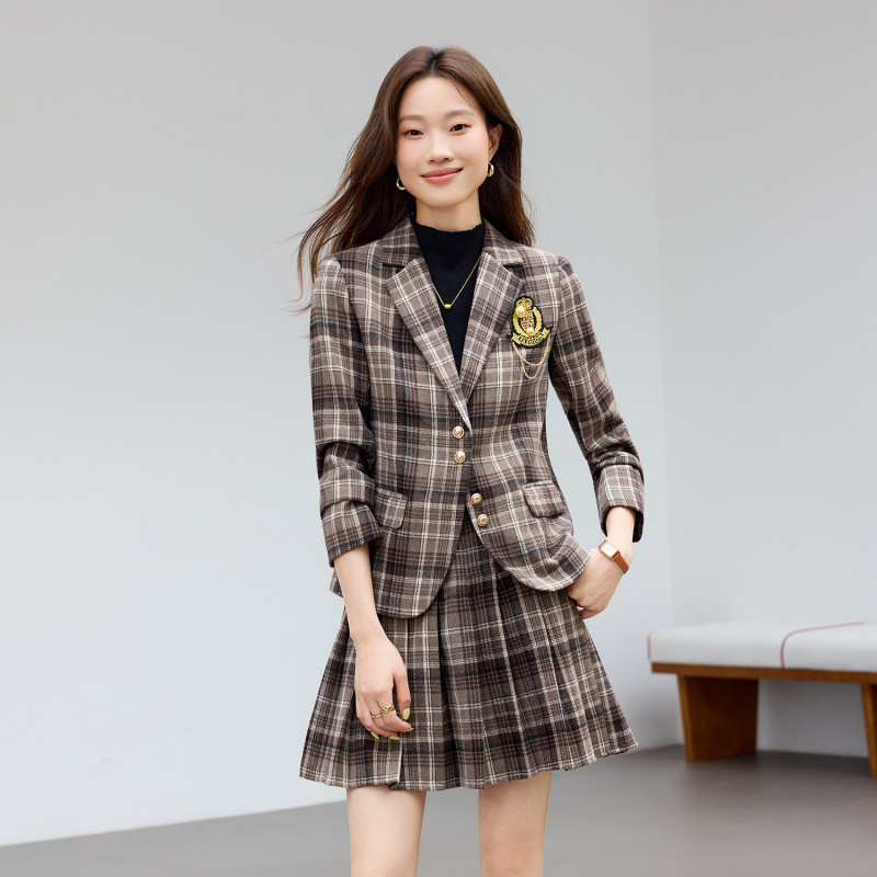 연갈색 체크무늬 정장 신상 체크무늬 정장 여성 캐주얼  - Women Formal Wear Shirt And Pant 리뷰 및 가격