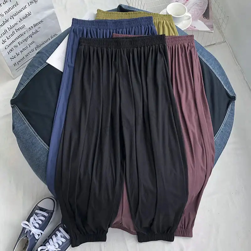 플러스 사이즈 6XL 150KG 여름 얇은 바지 솔리드 - Women'S Formal Wear With Pants 리뷰 및 가격