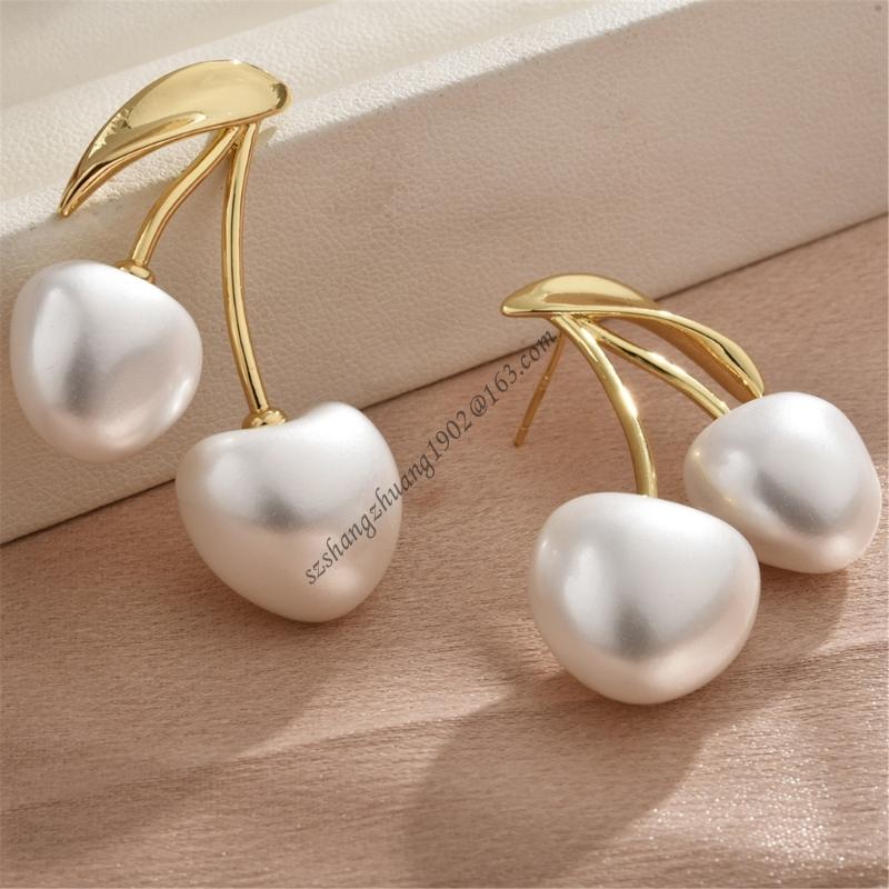 체리 꽃송이 진주 귀 보석 체리 진주 드롭 귀걸이 매일 - Women Formal Event Wear 리뷰 및 가격