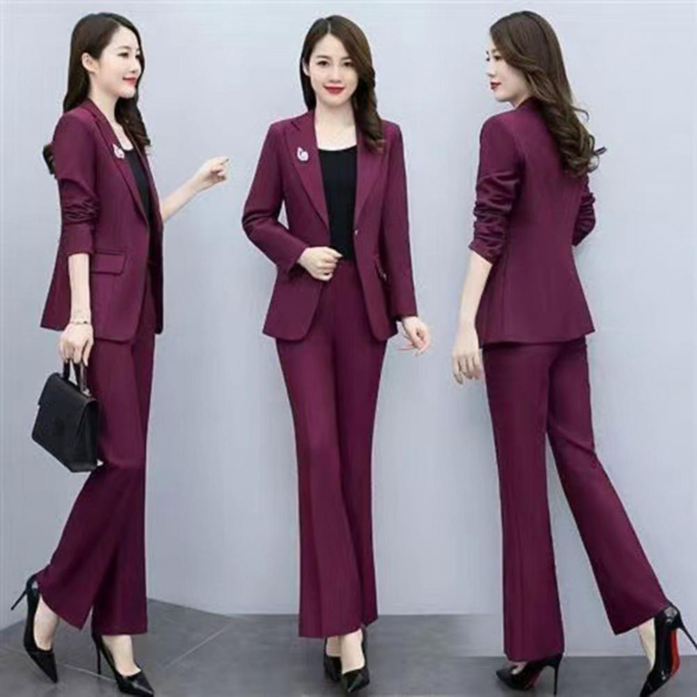 2피스/세트 여성 정장 코트 팬츠 세트 턴다운 칼라 긴 - Women'S Formal Wear With Pants 리뷰 및 가격
