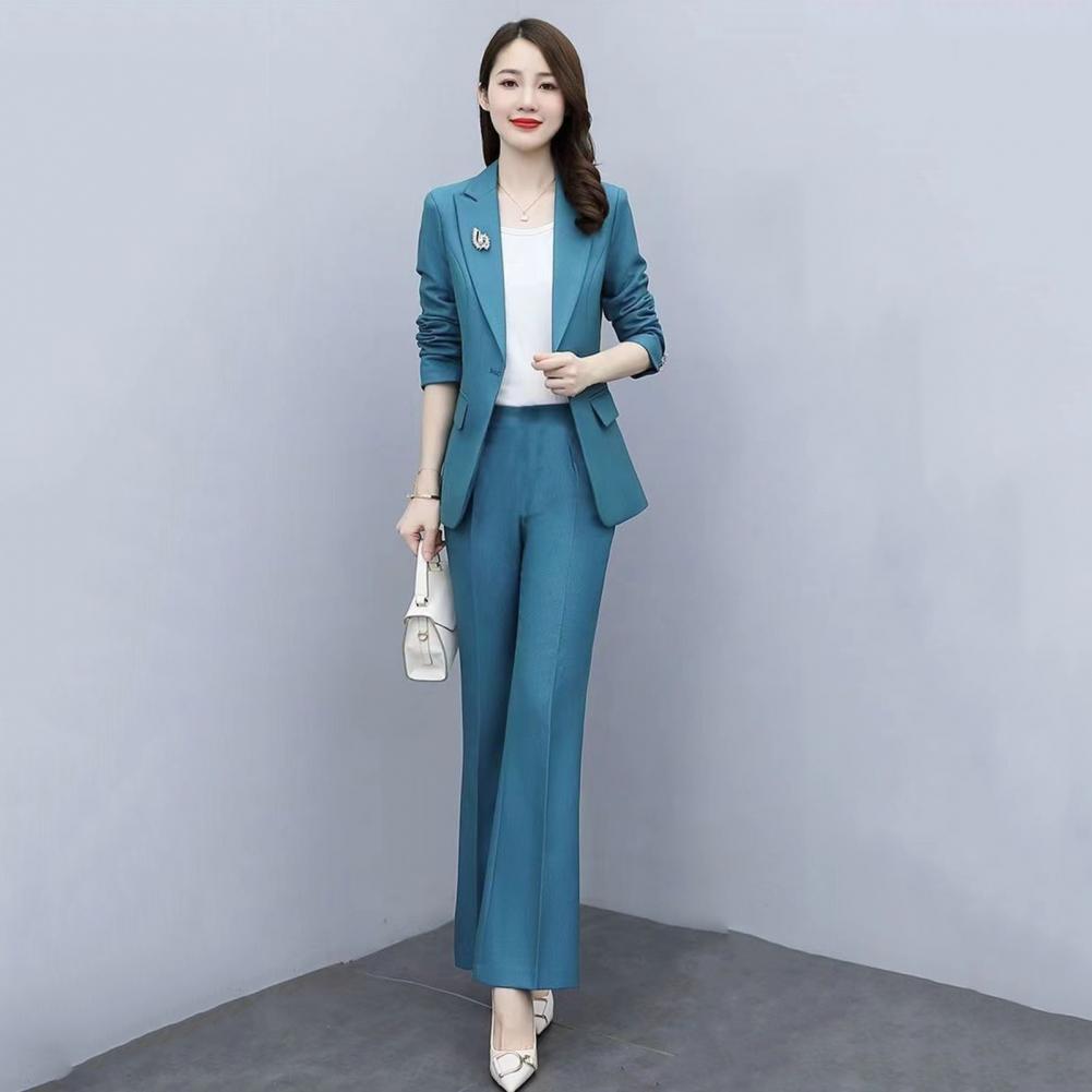 2피스/세트 여성 정장 코트 팬츠 세트 턴다운 칼라 긴 - Women'S Formal Wear With Pants 리뷰 및 가격